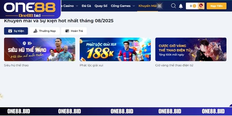 Cách nhận khuyến mãi ONE88 chi tiết