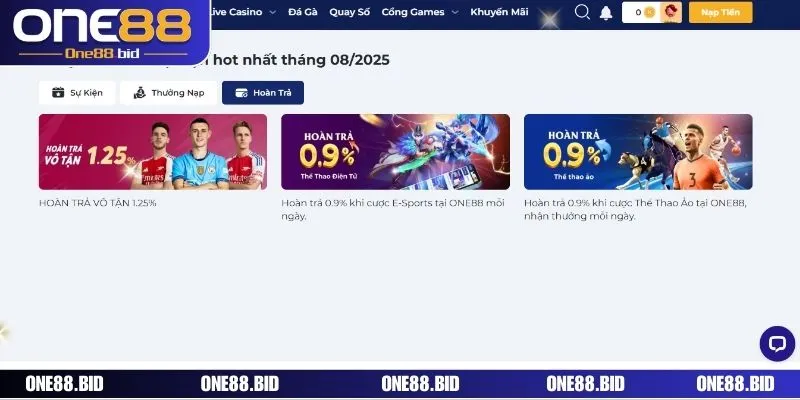 Tổng hợp khuyến mãi ONE88 hấp dẫn năm 2025